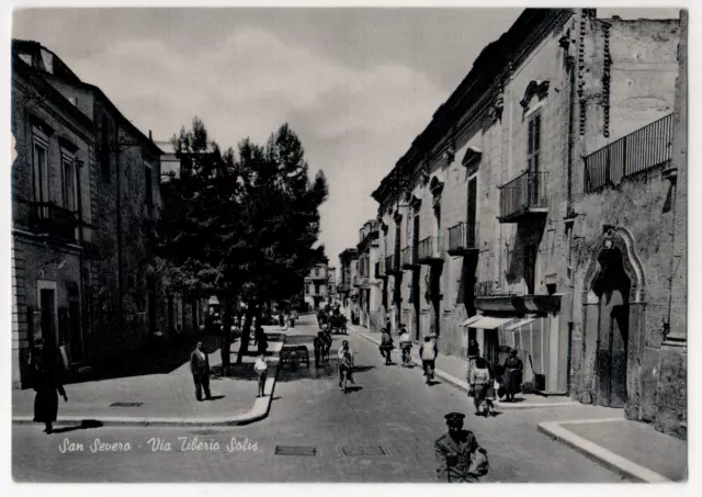 Cartolina  San Severo Foggia Via Tiberio Solis Viaggiata 1957