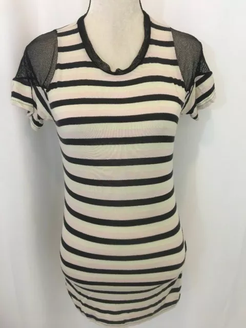 Pencey Standard Womens Yellow Black Striped Short Sleeve Top T Shirt Modal Xs