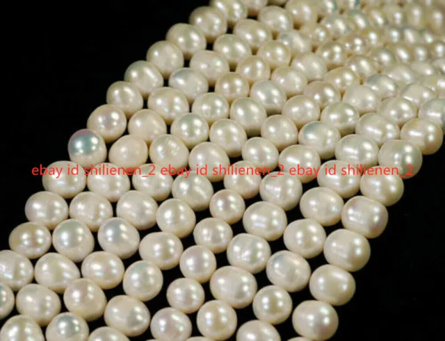 7-8mm Echtes Naturweißes  Frisches Wasser Perle Lose Perlen 14 Zoll