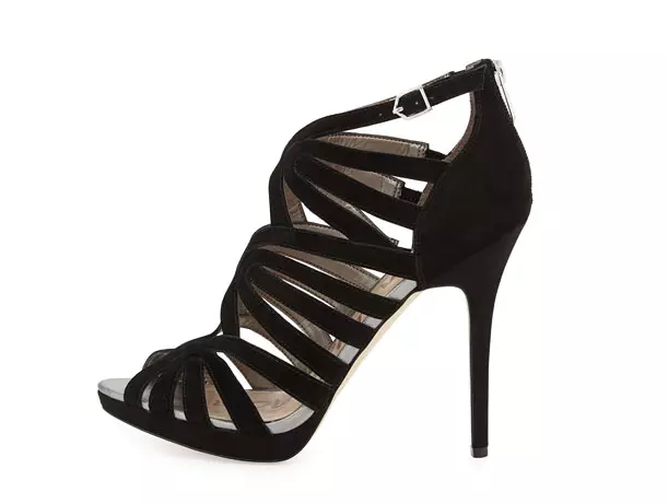 Sam Edelman Eve Suede Caged Black Sandal Heels N1599* Women's Size 9.5 M 2
