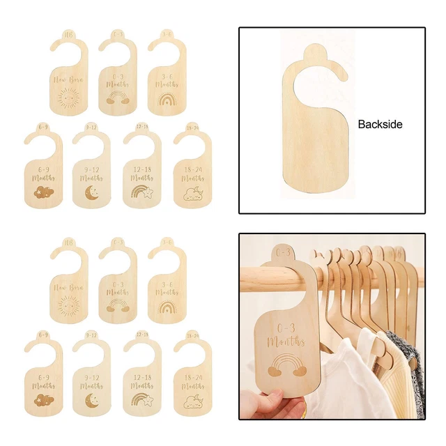 7 Pieces Baby Closet Dividers, Wooden Baby Clothes Organizer from Newborn to 24