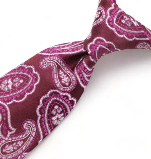 HUGO BOSS 100% Silk Tie Red Pink Paisley Made in ITALY Long 3