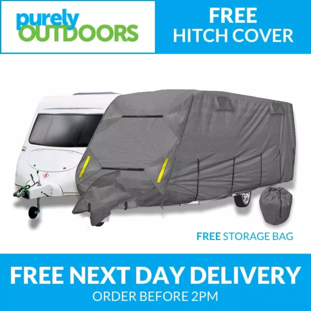 CoverPro Premium Breathable 4-Ply Full Grey Caravan Cover - Fits 14-17ft W342Y
