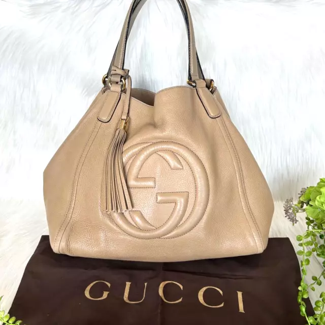 GUCCI Soho Tote Shoulder Bag Leather Brown 282309