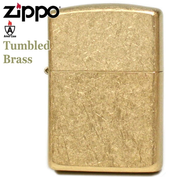 Zippo Oil Lighter Tumbled Brass Armor Case Plain Gold Barrel Processing Japan