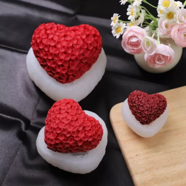 3D Lovely Silicone Soap Mold Heart Rose Flower Fondant Cake Making Mould DIY;