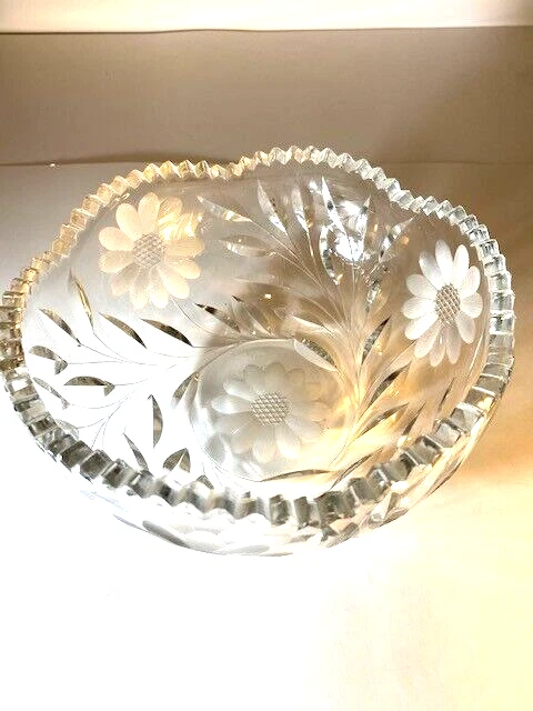 Vintage American Brilliant Period Cut Crystal Fruit Bowl 8"x4" - Excellent Shape