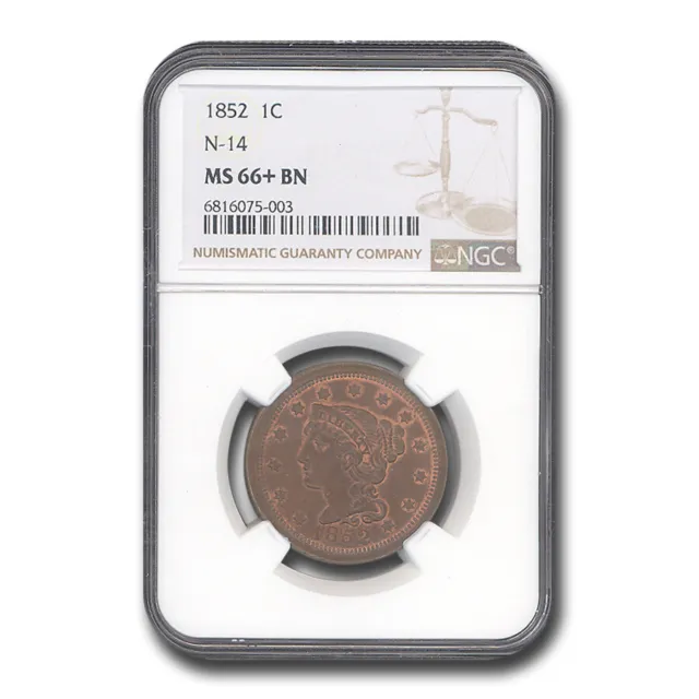 1852 Large Cent MS-66+ NGC (Brown, N-14)