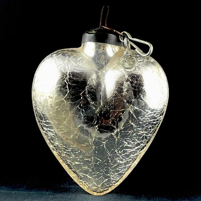 Ancienne Boule De Noël Coeur Verre Églomisé Napoléon III - Boule De Pardon 19ème