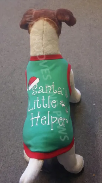 PARISIAN PET Christmas Dog Pet Shirt EMBROIDERED SANTAS LIL HELPER FREE SHIPPING