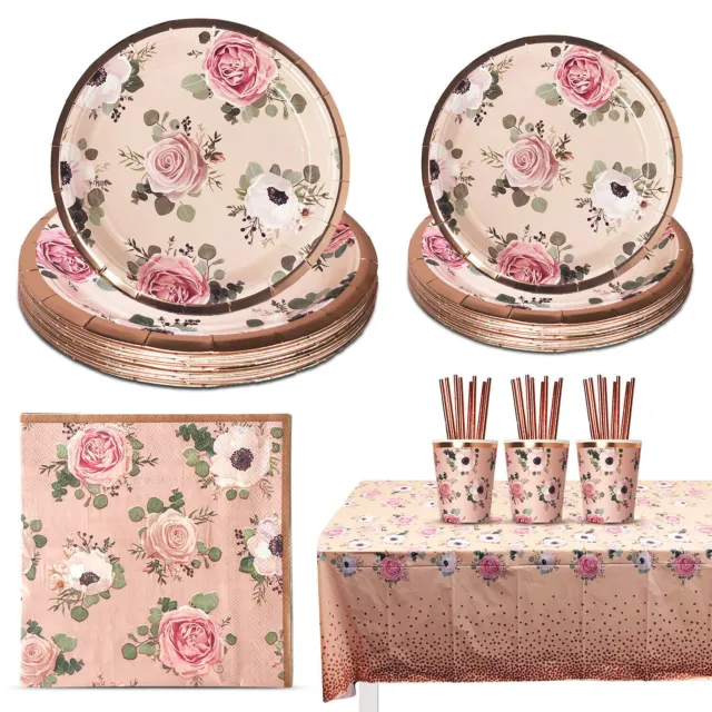 Rose Gold Tableware Set Dinnerware Party Decorations Birthday Wedding Hen Party