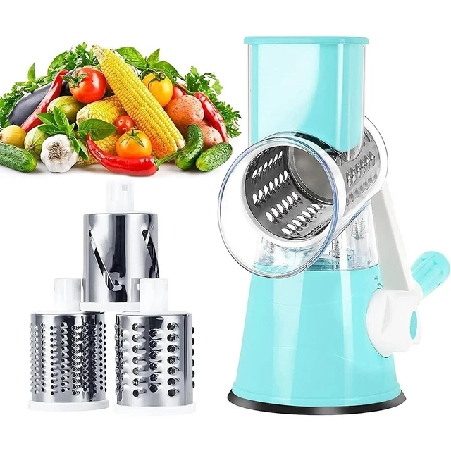 Rotary Cheese Grater Hand Drum Slicer – Stainless Steel Manual Vegetable Chopper, 6-Piece Set