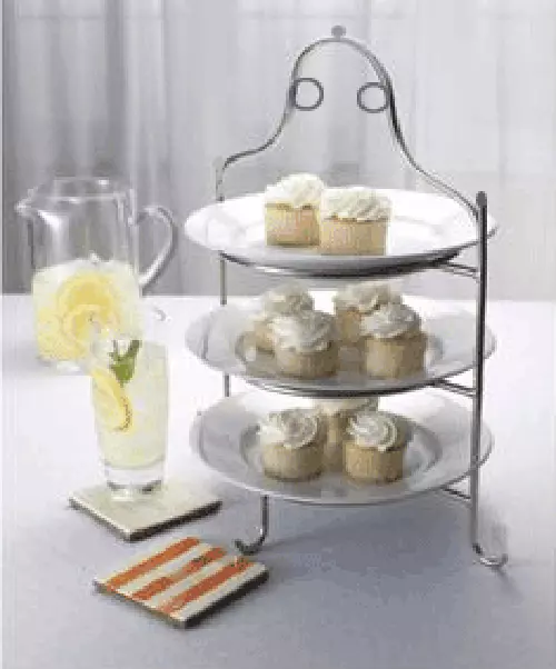 3 Tier Stainless Steel Serving Plate Stand Frame High Tea Desserts Pizza Stand