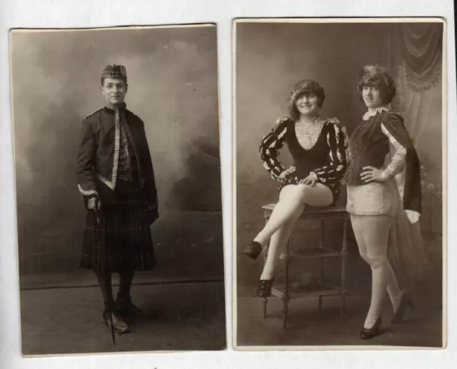 FEMMES HOMME costumés CARNAVAL de la MI-CAREME 1923 2 Cartes-photos postale 1923