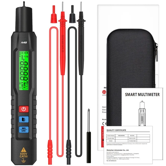 Multimetro Digitale A Penna - Tester Senza Contatto, Misura Tensione AC/DC, Capacità, Con Torcia - Foto 2