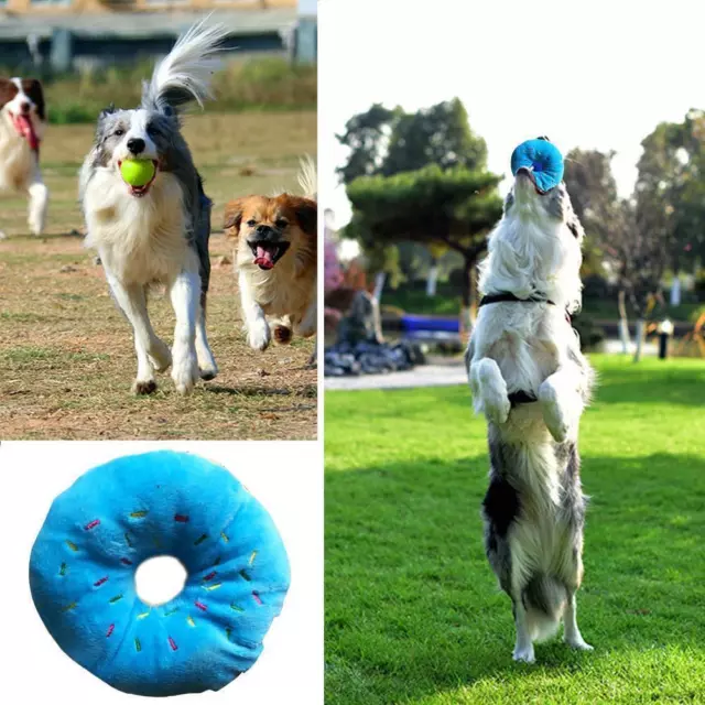 Lovely Pet Dog Puppy Cat Squeaker Quack Sound Play Toys Toy Donut K9J4