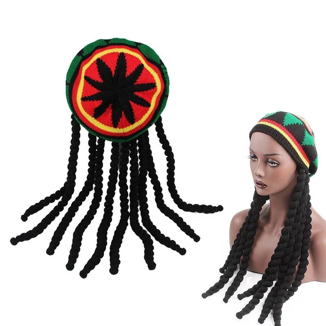 Hommes femmes Jamican Rasta chapeau dreadlock perruque caraïbes fantaisie