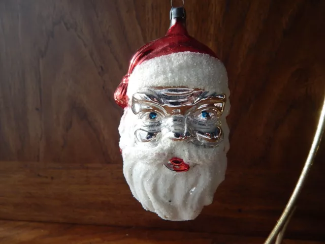 Vintage Christmas Ornament Blown Glass Santa Claus West Germany