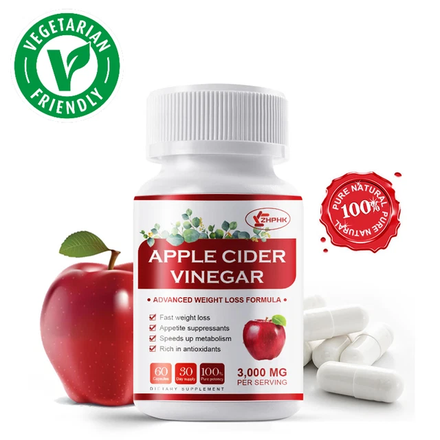 APPLE CIDER VINEGAR 3000mg 60 Vegan Capsules ACV Mother Keto Weight