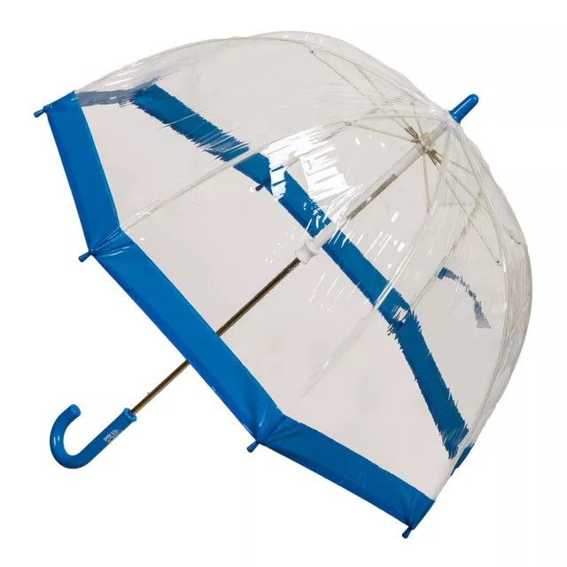 Clifton Kids 67cm Clear PVC Dome/Birdcage Umbrella Wind Resistant Blue Border