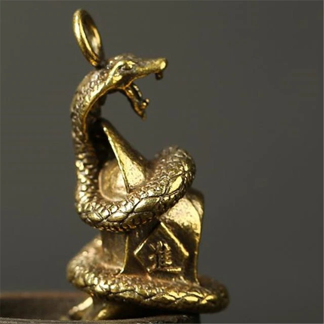 Soild Brass Snake Statue Tea Ornament Animal Miniature Figurine Decoration