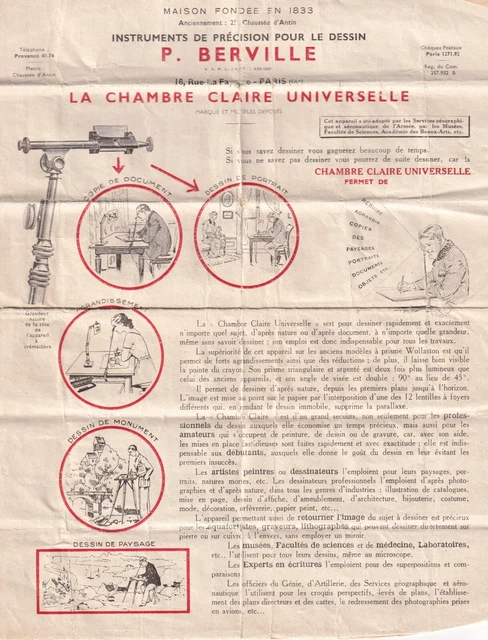 Chambre Claire Universelle P. Berville Avec Notice + Loupe Typographique - Occasion