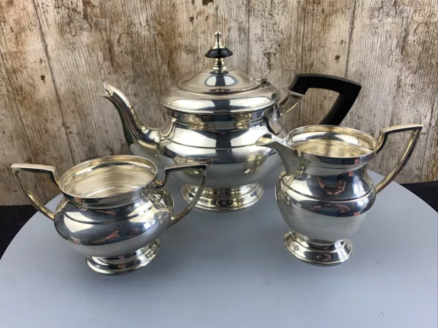 ANTIQUE STYLE VINTAGE EPNS TEA SET Teapot, Cream & Sugar UNUSUALLY HEAVY PIECES