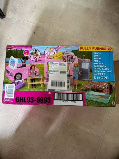 Barbie Camper RV Mattel Pop Up Pink Van 3 In 1 Dream Home Vehicle Play Set