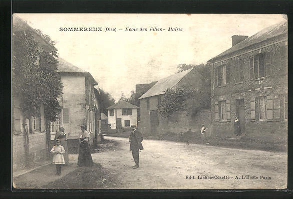 CPA Sommereux, École des Filles, Mairie