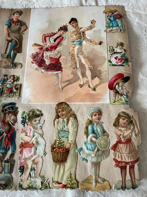 LOT of 18 PAGES OF CUT-OUTS and OLD CHROMOS 1890.