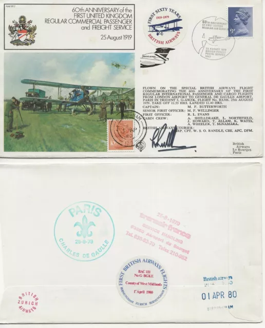 RAF Comm/FDC - 60th Ann of 1st UK Comm Pass and Freight Service - 1979 (RAF6)