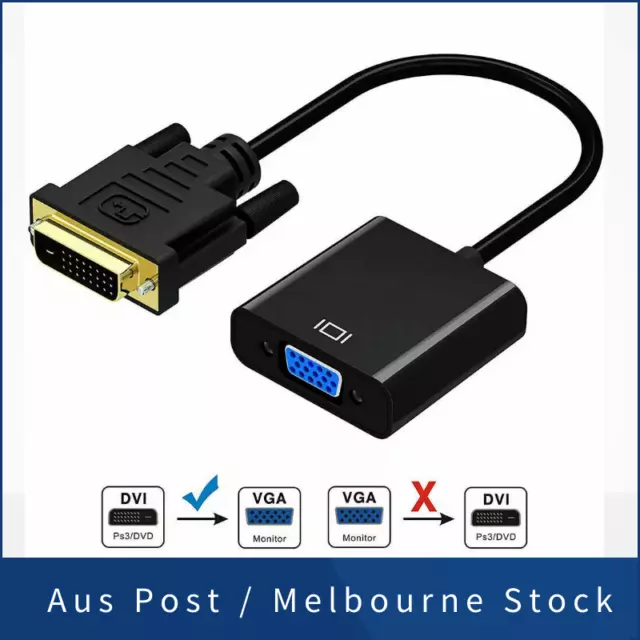 DVI to VGA Adapter 1080P Active 24+1Pin to 15Pin Converter Male to Female