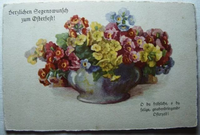 Deutsches Reich Osterkarte Blumenstrauß Liedgut Oh du Fröhliche Postkarte