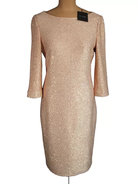 NWT ST. JOHN Knits Peach Micro Sequin Knit Shift Sheath Dress sz 10 $1595