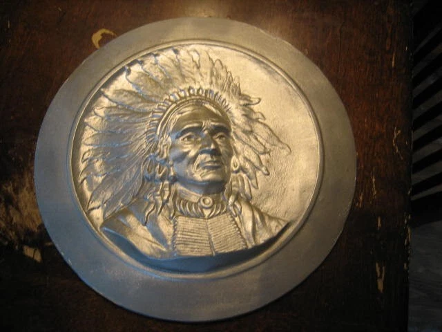 Vintage Cast Geronimo-Apache American Native Indian  Circle Art 15 Inches Large