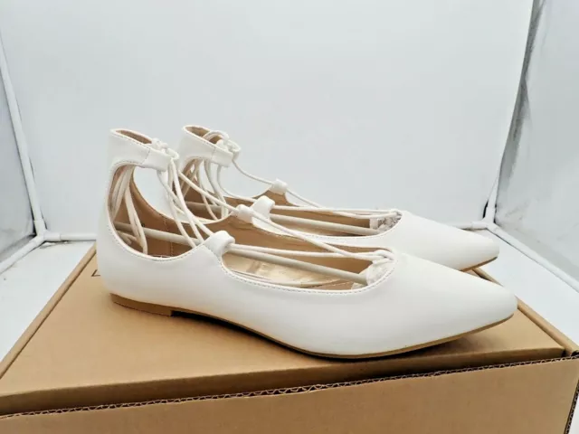 Dream Pairs Estella pointed toe ballet flats Gladiator ties white sz 5, 5.5, 9