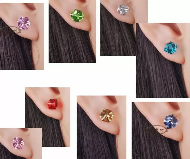 24 pairs Crystal Stud Earrings Cube Stone Earring Stone Ear Studs Womens Jewelry 2