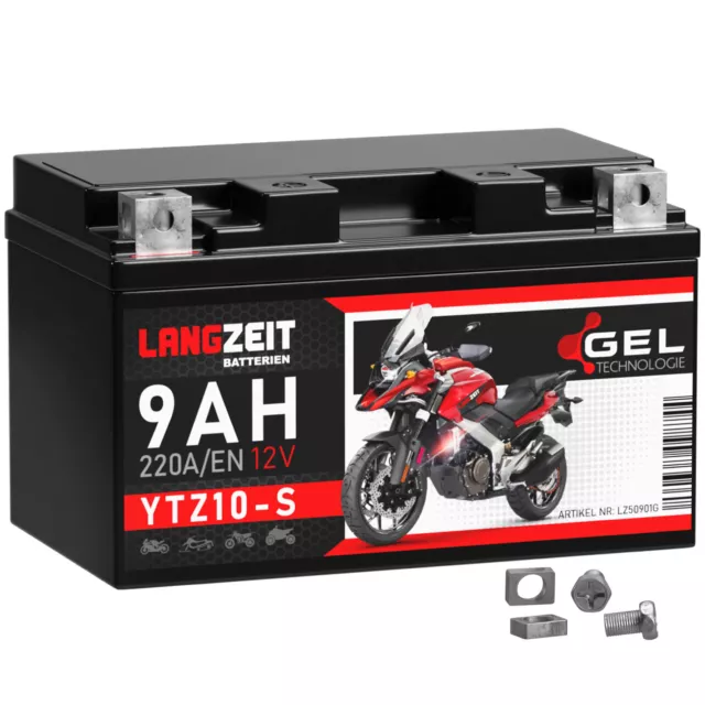 Langzeit YTZ10-S GEL Motorradbatterie 12V 9Ah YTZ10S CTZ10-S 50901 GTZ10-S 50922