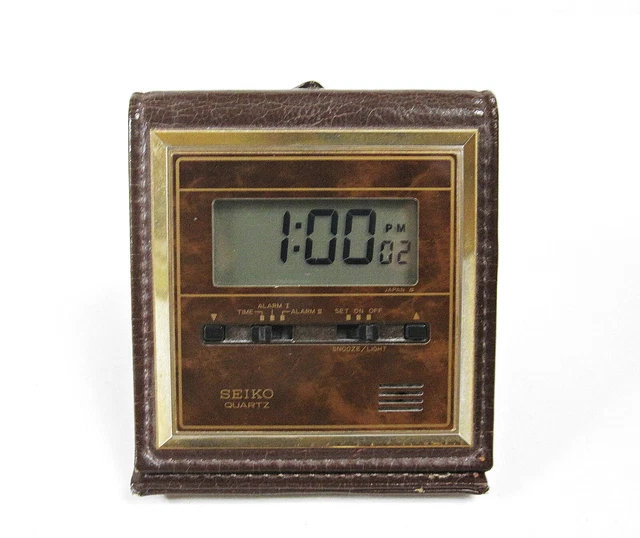 VINTAGE SEIKO QUARTZ Alarm Chronograph QEK 205K Travel LCD Alarm Clock