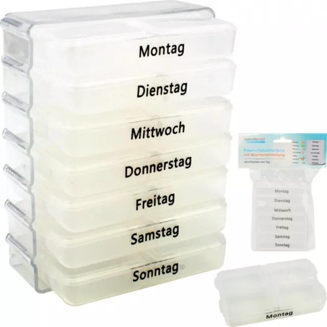 2x Pillenbox Pillendose Tablettenbox Pillenturm Medikamentenbox 7-Tage