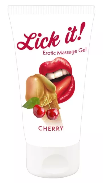 Lick it! Gleitgel -Erotic Massage Gel Cherry- Veganes Gleitgel, Wasserbasis 50ml