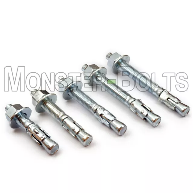 3/8"-16 Wedge Expansion Anchors, Zinc Plated Steel for Concrete and Masonry