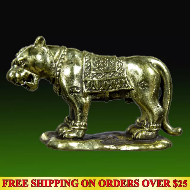 Brass Powerful Magic Strong Tiger Wealth Magic Thai Amulet Talisman Life Protect