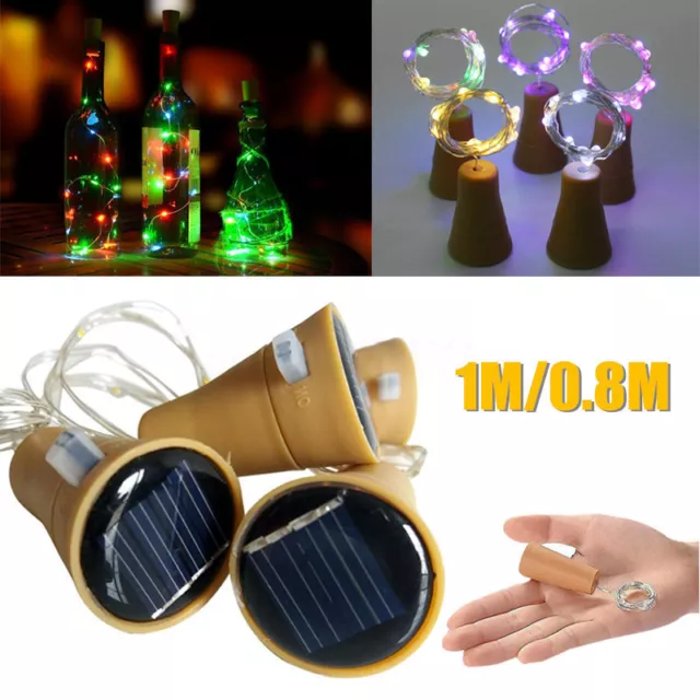 8/10 LED Solar Wine Bottle Cork Shaped Fairy String Night Light Party Xmas