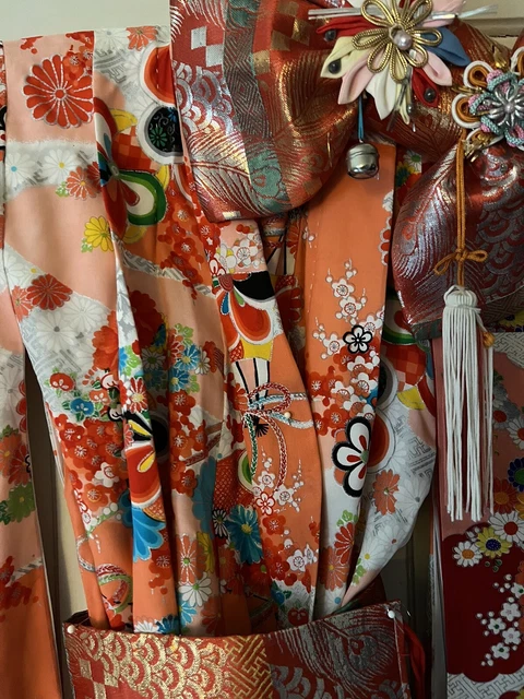 Gorgeous Ceremonial Silk large girls /small womans kimono, obi, sash Tsukuri 7