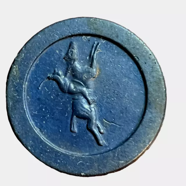 Vintage Poker Chip Blue Clay Embossed Horse Racing Jockey Design Gaming