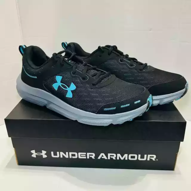 Under Armour Mens Training UA Charged Assert 10 Running Shoes Black Blue Sz 12