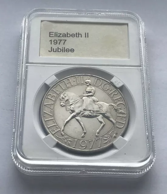 Simply-Coins ~1977 Regina Elisabetta II Argento Giubileo Moneta Corona Scatola