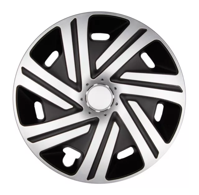 4x Premium Design Copricerchi Coprimozzi Verniciato 14 Pollici #58 Argento Nero
