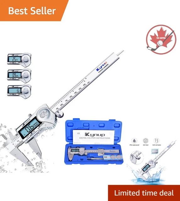 Waterproof Digital Caliper with Inch Metric Fraction Switch - 6 Inch LCD